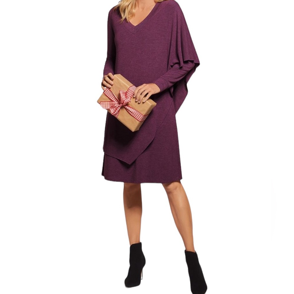 Soft Surroundings Draped Knit Marla Dress in Dark Fuchsia PS